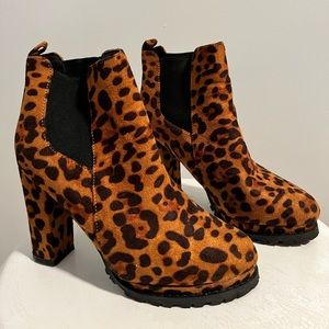 Cheetah print platform boots